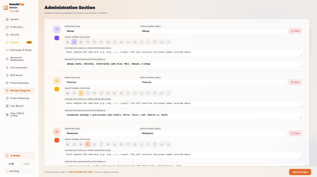SatoshiZap Administrace